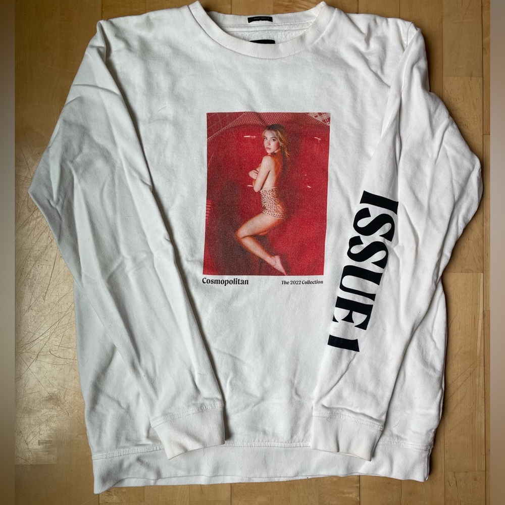Mother x Sydney Sweeney collab magazine style sweatshirt